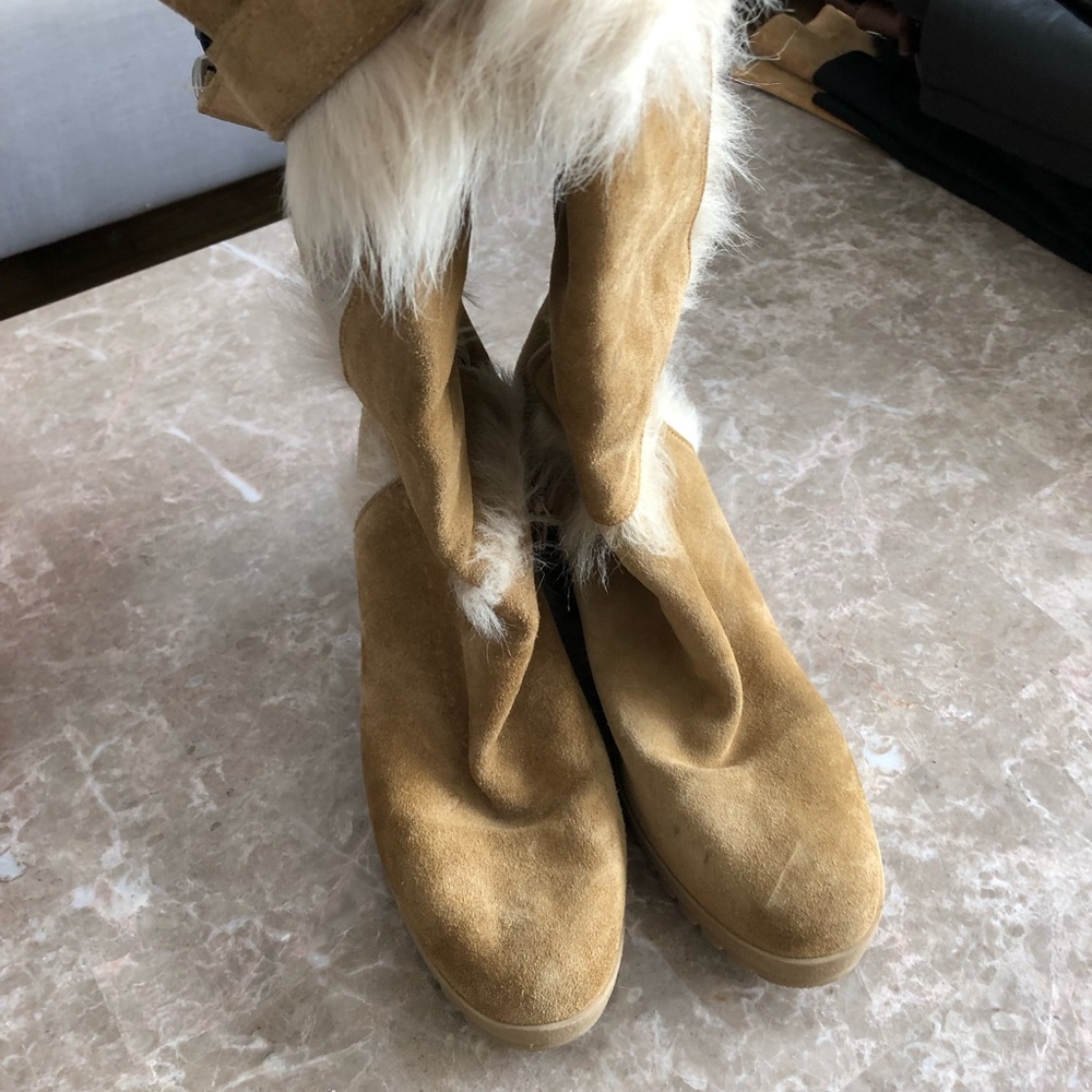 Coach suede high boots with fur